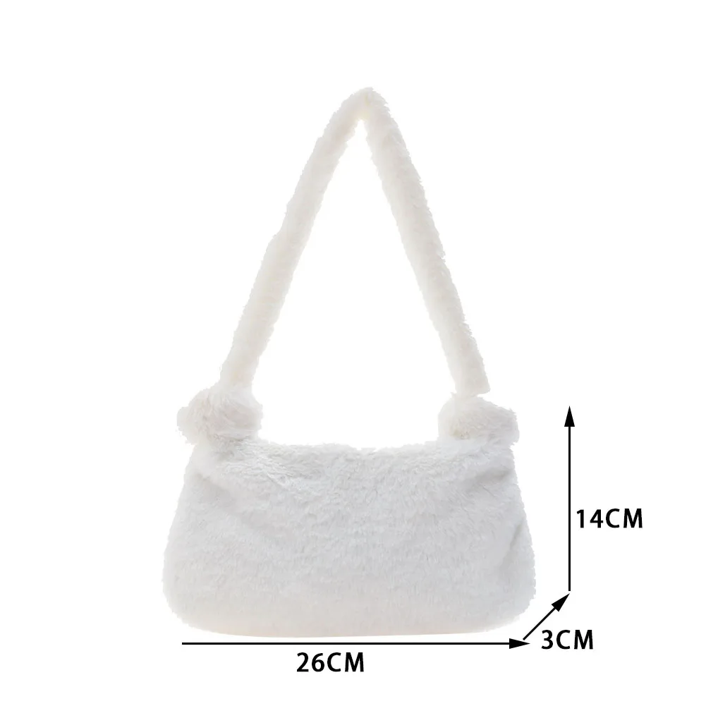 

Casual Flower Printed Shoulder Underarm Bag Women Plush Soft Fluffy Handbag Street Travel Top-handle Clutch Purse