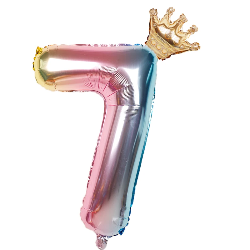 

1set Large 32inch Helium Air Digit Figure Big Crown Number Foil Balloon Birthday Party Decorations Kids toys balloon kid gifts