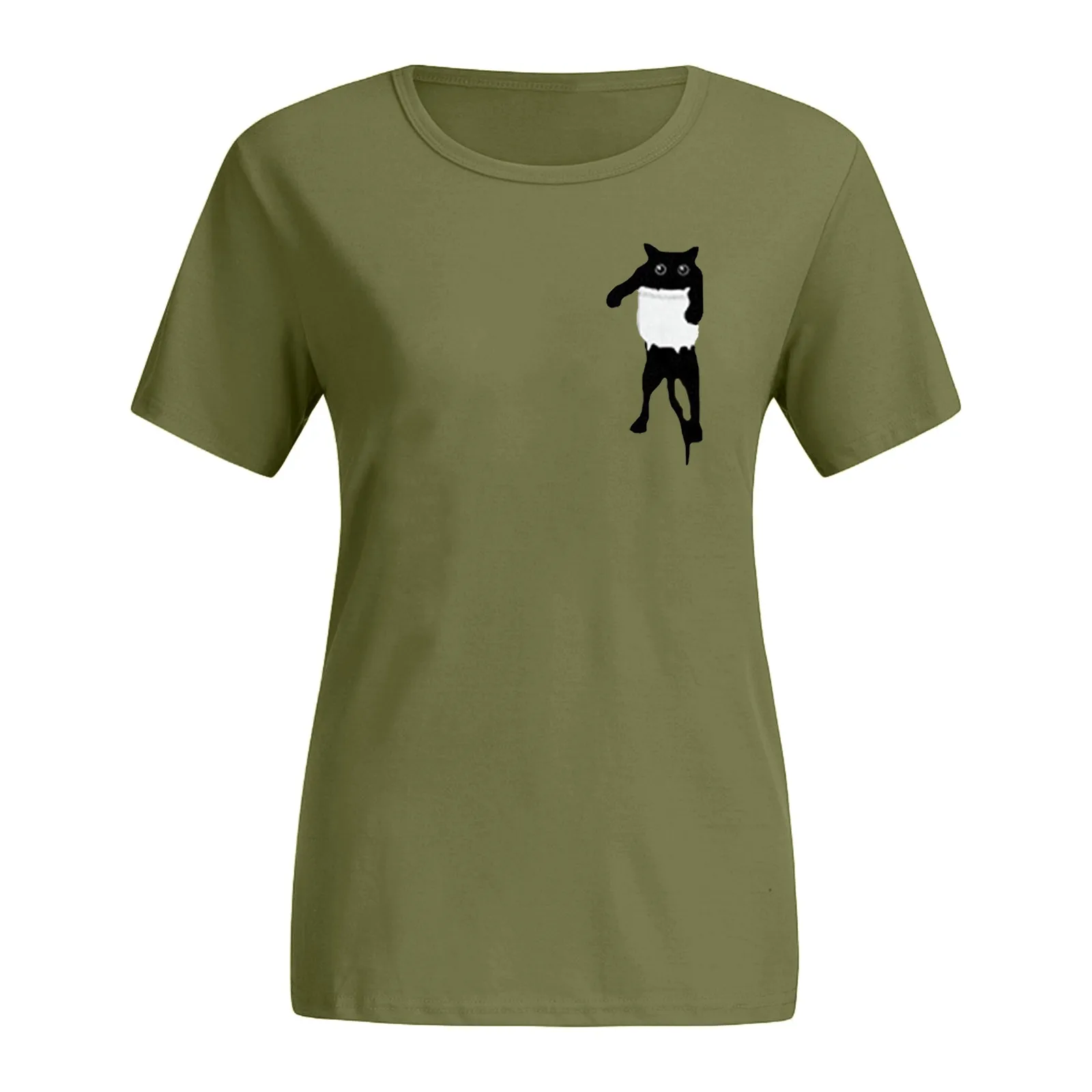 

Plus Size Women's Tops Short Sleeve Cute Cat Blouse Summer Cotton Tops Lady Harajuku Style Blusas