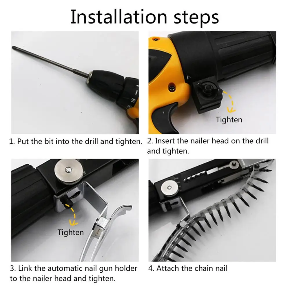 Automatic Chain Nail Gun Adapter Screw for Electric Drill Woodworking Tool Cordless Power Attachment Set | Инструменты