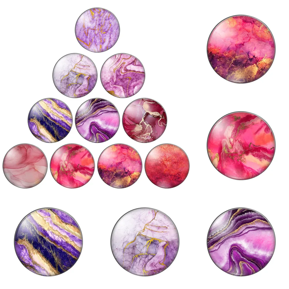 

12pcs/lot Amaranth Marble Cutting Surface Stone Painting 8mm-30mm Round Photo Glass Cabochon Demo Flat Back Making Findings