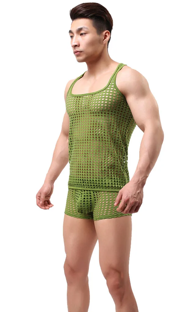 Пикантный модный мужской пижамный комплект Лето 2019 дышащий жилет с вырезами и