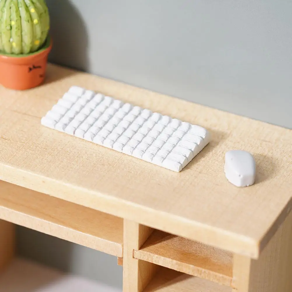 

Antistress Simulation Small Computer Desk Set Furniture Model Toys Dollhouse House Accessories For Decoration Miniature