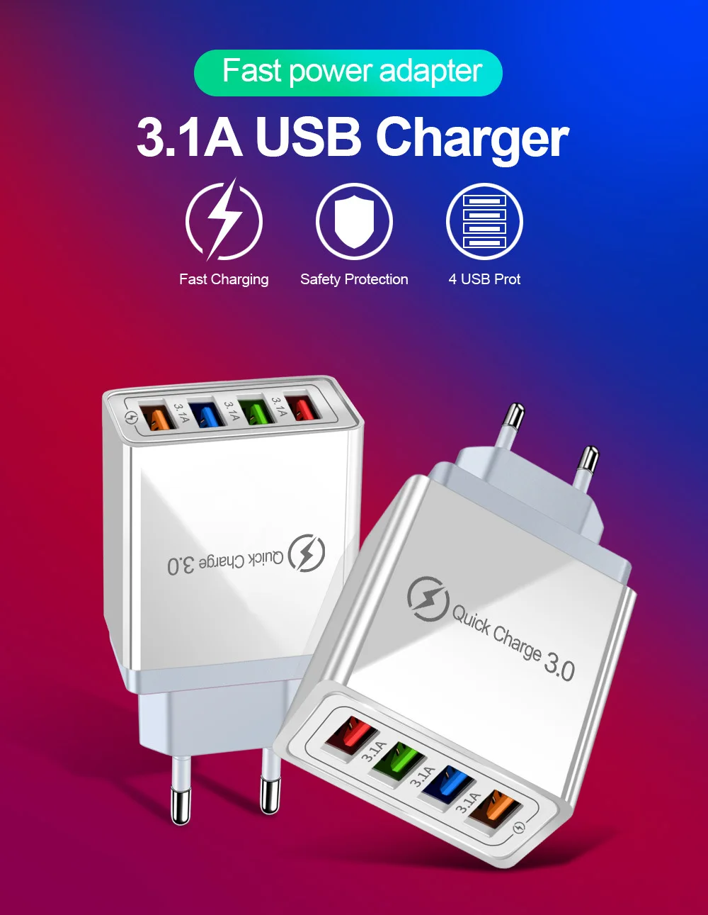 Мобильный телефон зарядное устройство USB зарядные устройства Быстрая зарядка 3 0