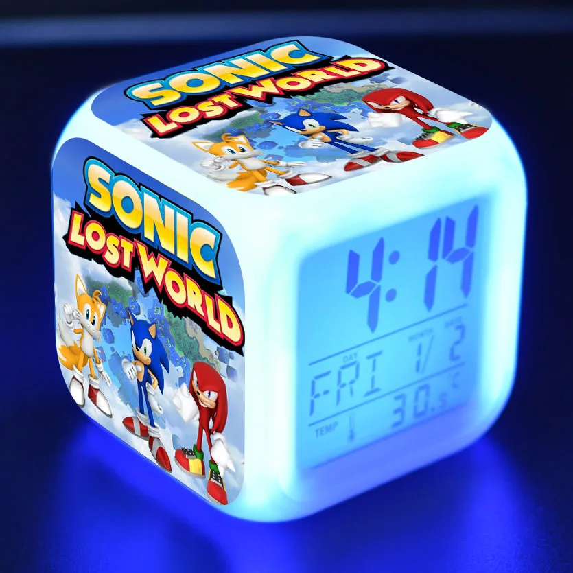 Фигурка Sonic светодиодный Будильник красочный сенсорный светильник настольные часы звуковая фигурка игрушки для детей Рождественский подарок