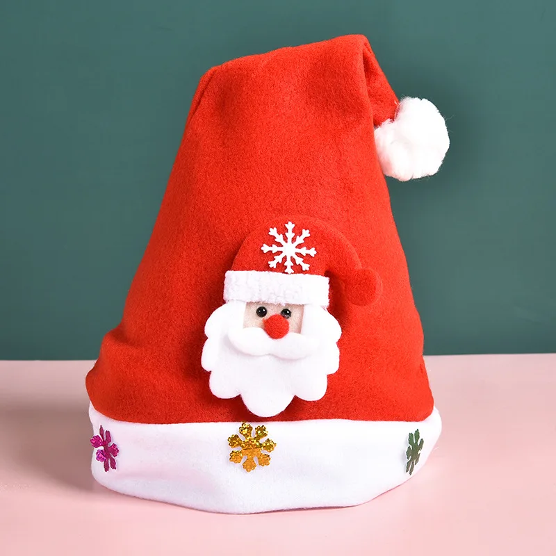 

Cross Border Christmas New Printed Santa Claus Hat Thickened Children's Mini Christmas Hat Pet Hat Wholesale