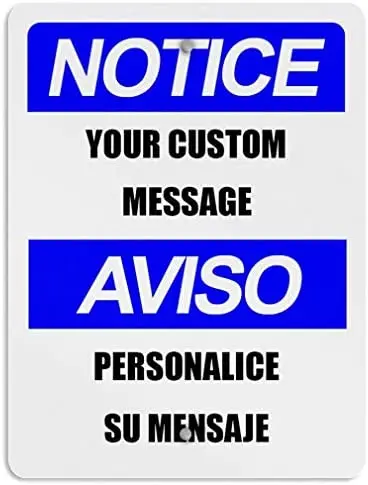 

LZATPD SLALL OSHA Bilingual Custom Personalized Instruction Notice Retrn Caf Motorcycle Garage Decoration Supplies12 X 8 Inch