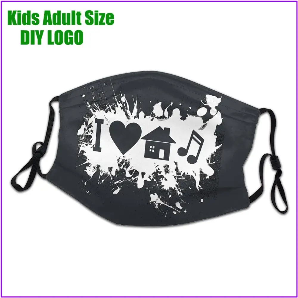 I Love House Music kids мужская и женская маска для лица уход за кожей аниме бандана милая