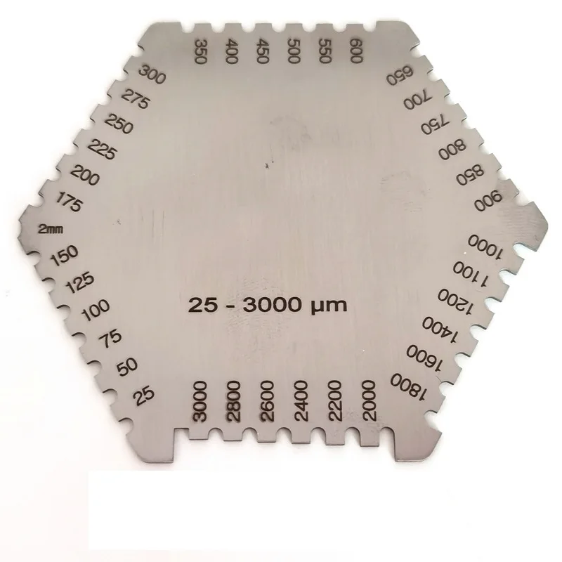 

High-precision stainless steel hexagonal wet film comb, paint wet film thickness gauge, comb gauge, wet film card, wet film