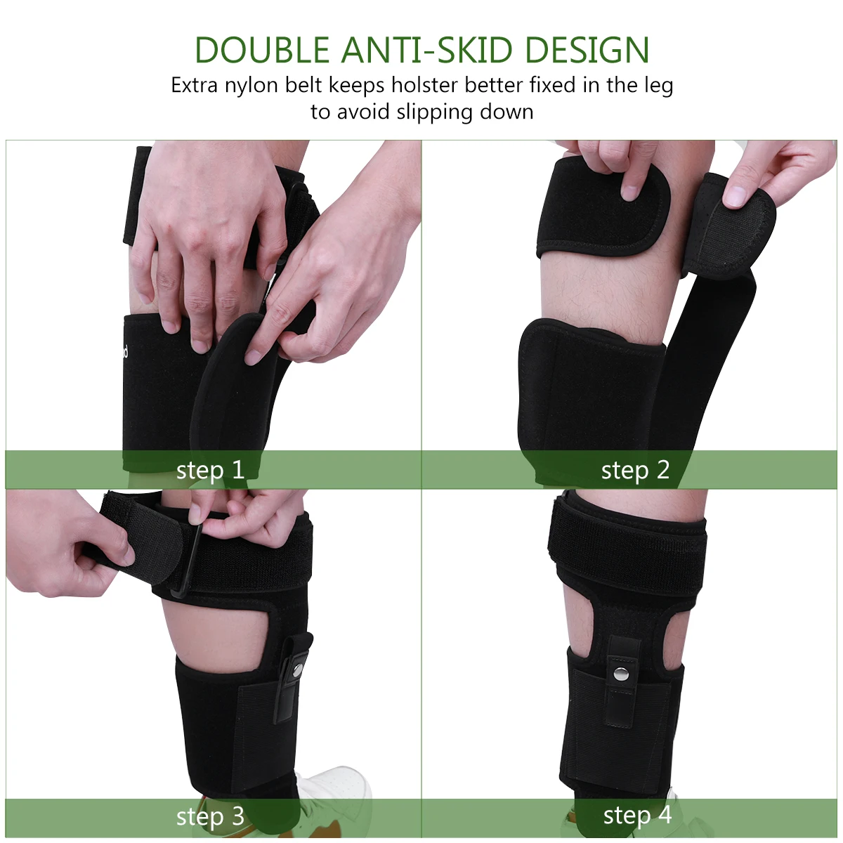 

CLISPEED Ankle Holster For Concealed Carry Non-Slip Strap Universal Leg Carry Holster One Size (Black)