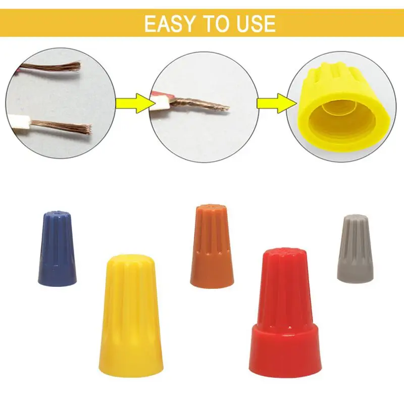 180Pcs Electrical Wire Connectors Screw Terminals Easy Twist On Connector Kit With Spring Insterted Nuts Cap Connections A | Обустройство