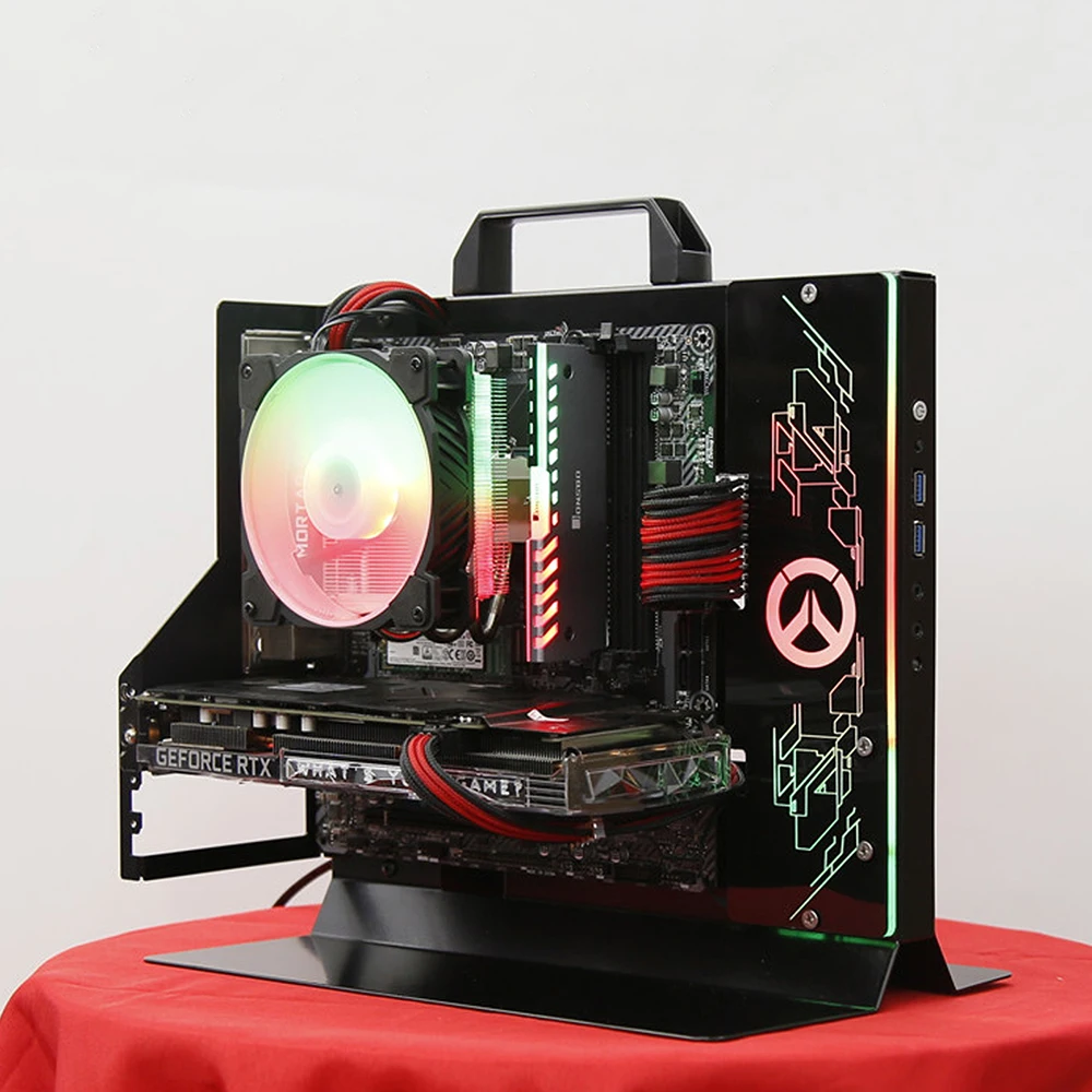 Мини MATX ПК тестовый Стенд Ручка переносной компьютер с водяным охлаждением