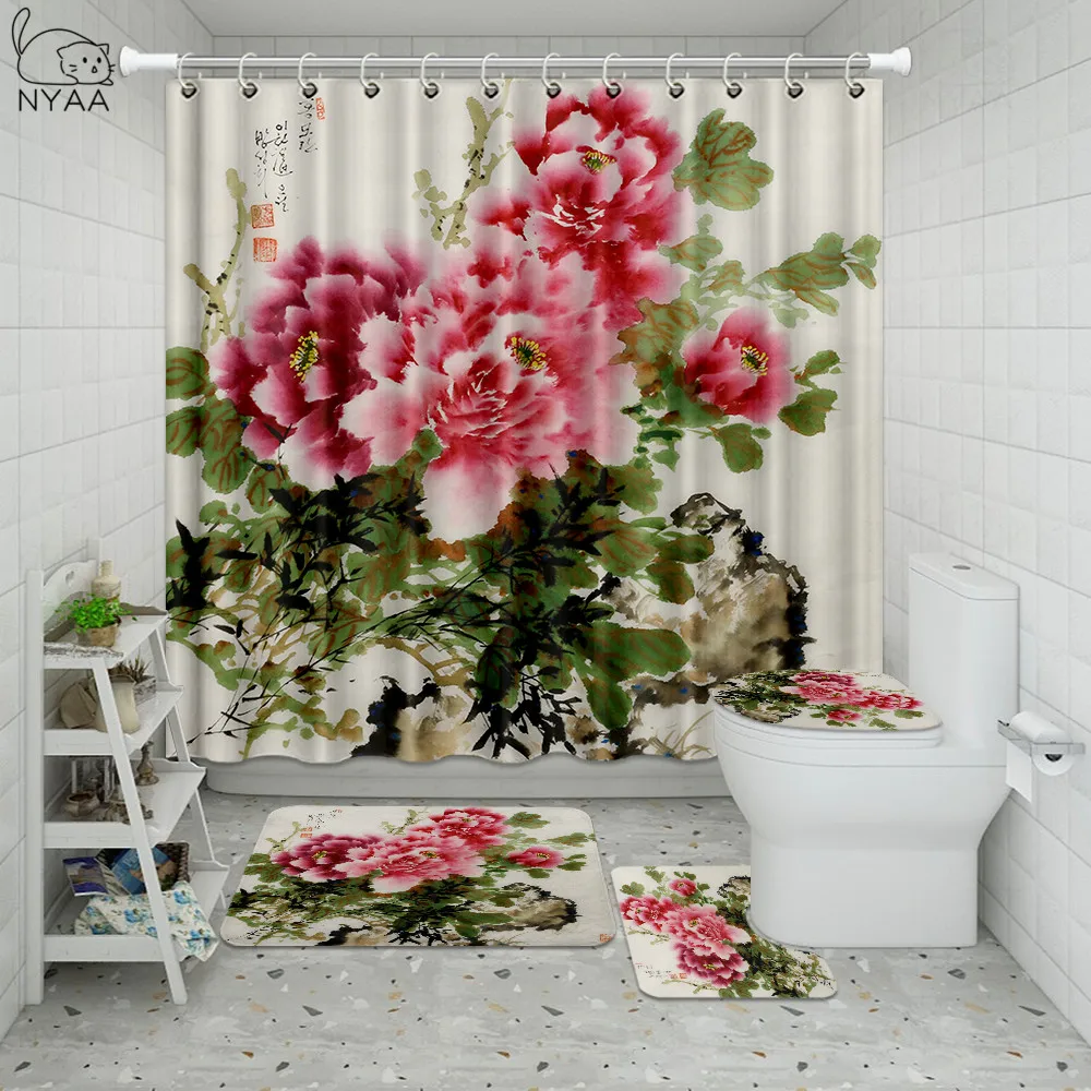 Набор Противоскользящих ковриков для ванной комнаты Red Rose &amp Butterfly прочные