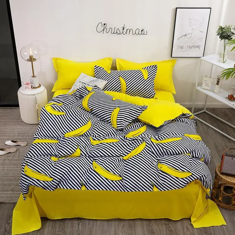 

62 3 or 4pcs/set Plant Fruits Banana Avocado Pattern Bedding Set Bed Linings Duvet Cover Home Bed Sheet Pillowcases Cover Set