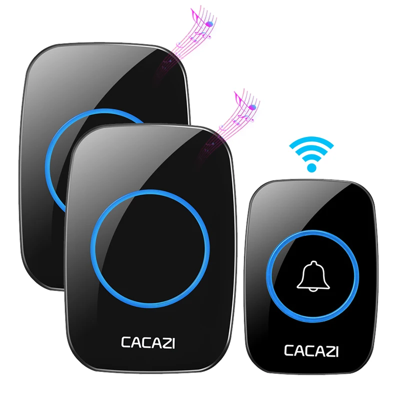 

CACAZI Waterproof Wireless Doorbell 300m Range US EU UK Plug-in Home Intelligent Door Bell 60 Chimes 1 2 Button 1 2 3 Receivers