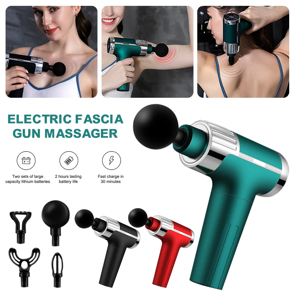 

Massage Gun Portable Deep Tissue Percussion Muscle Massager 4 Massage Heads & 30 Gears Pain Relief Body Deep massage