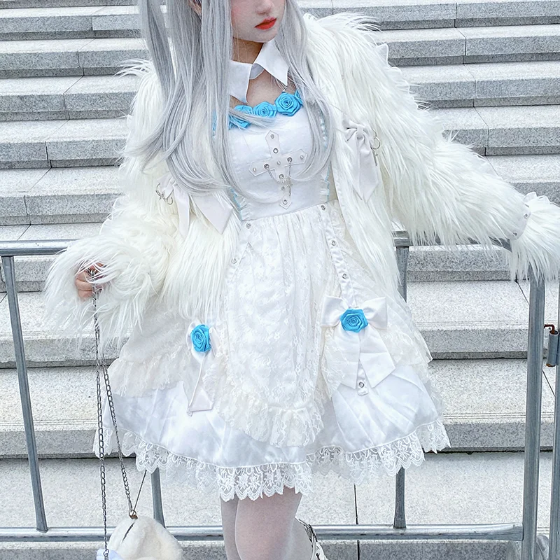 Оригинальное японское модное милое черное платье в стиле Харадзюку панк с