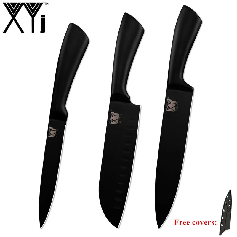 D.3PCS SET XYj Кухня Набор ножей 7 шт Нержавеющая сталь Non-slip лезвие, поварской нож сумка крышка японский Стиль Кухня Аксессуары для инструментов - Цвет: D.3PCS SET