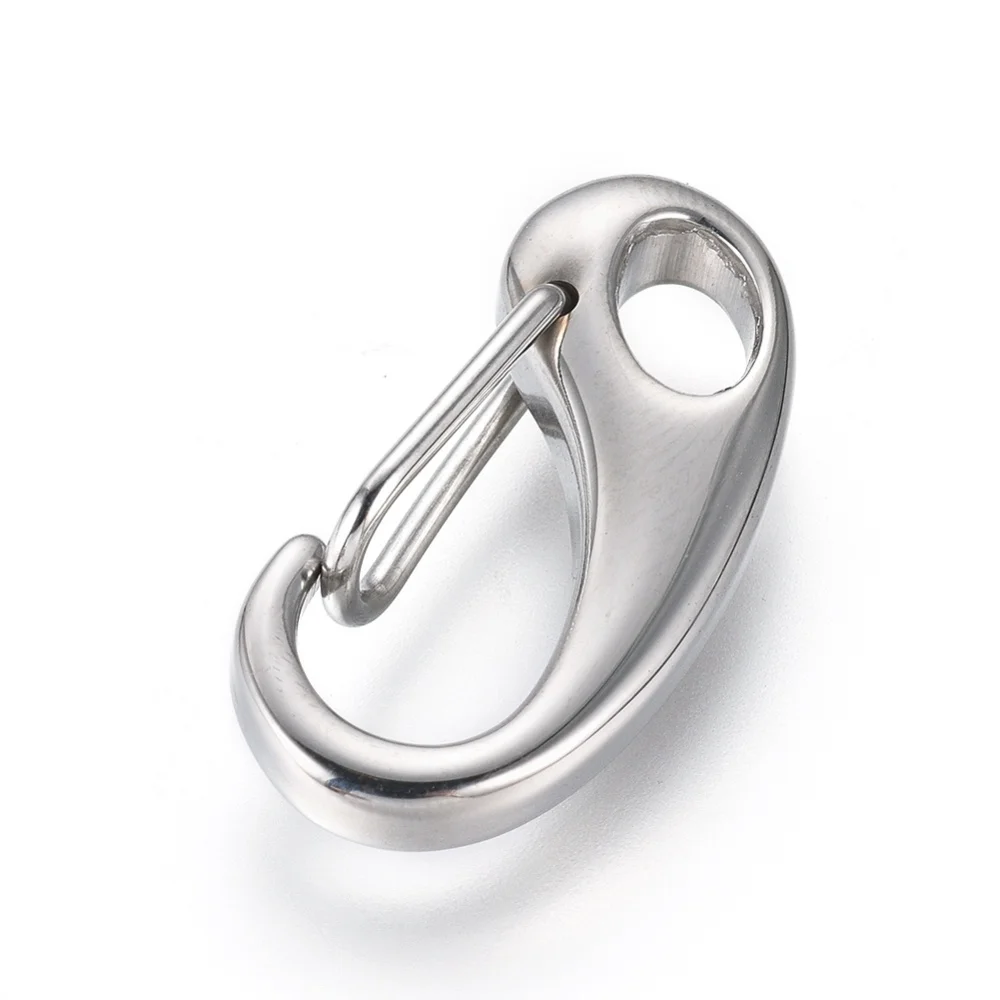 

10pcs 304 Stainless Steel Keychain Snap Clasps Hooks Findings jewelry Accessories 26x13x4.5mm, Hole: 6x4mm