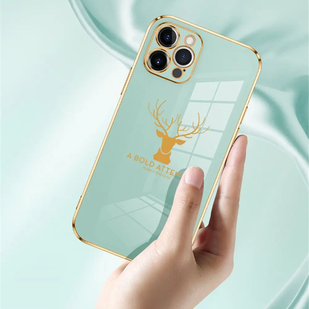 Роскошный чехол с покрытием головы оленя для iPhone 13 12 11 Pro Max XR X XS 7 8 Plus SE Mini