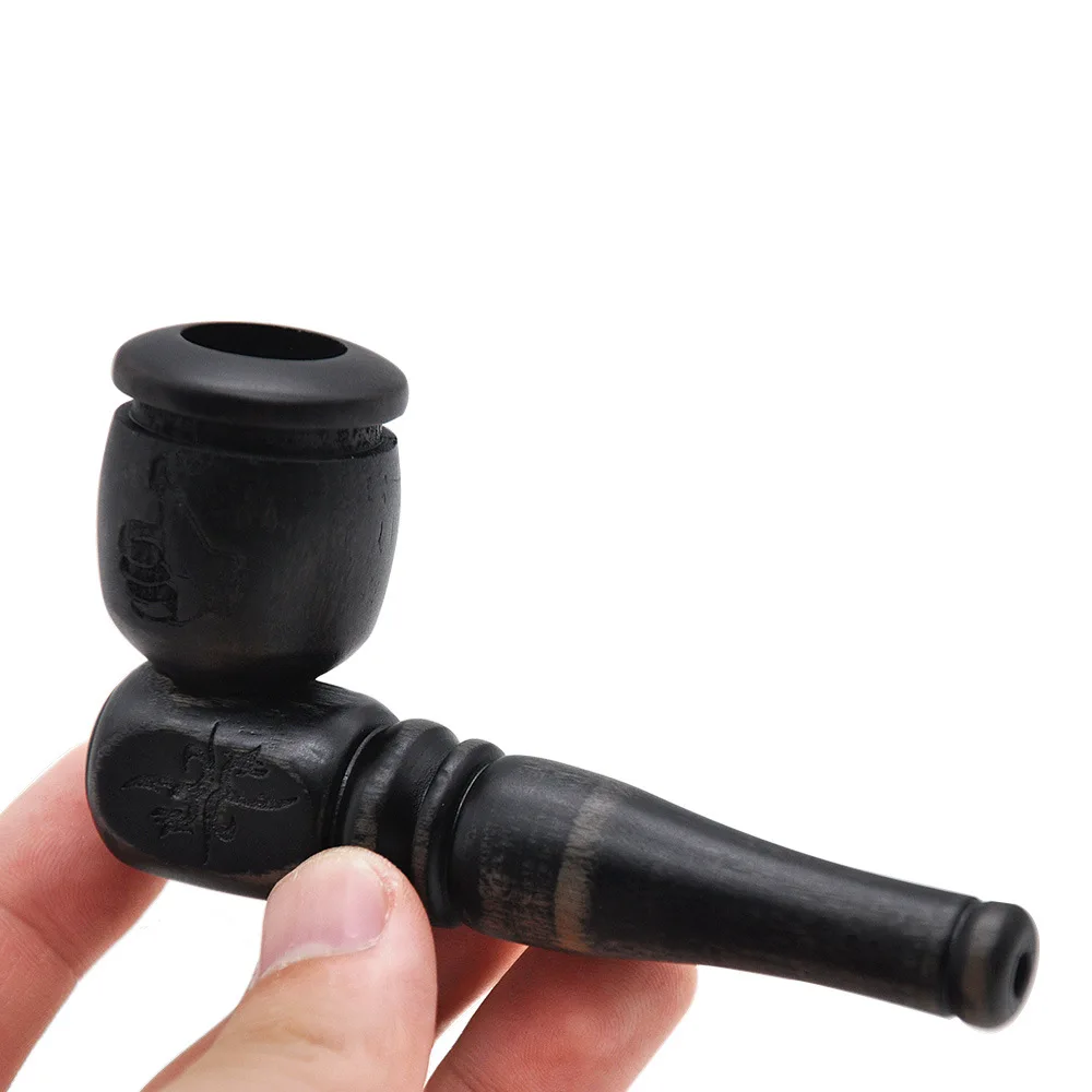 

101MM Natural Classic Handmade Black Wood Smoking Pipe Wood Smoking Bowl Wood Cigarette Tobacco Pipe Pocket Size