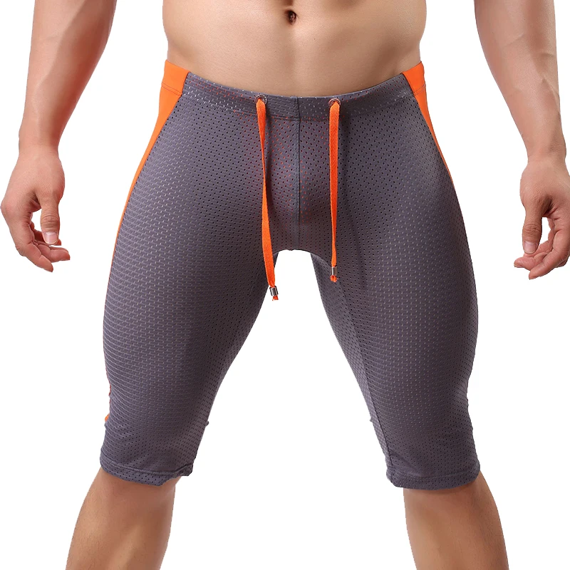 

BRAVE PERSON Mesh Breathable Elastic Men's Tight Shorts Nylon Men Cueca Skinny Fitted Workout Cueca Short Pants Inside Pouch