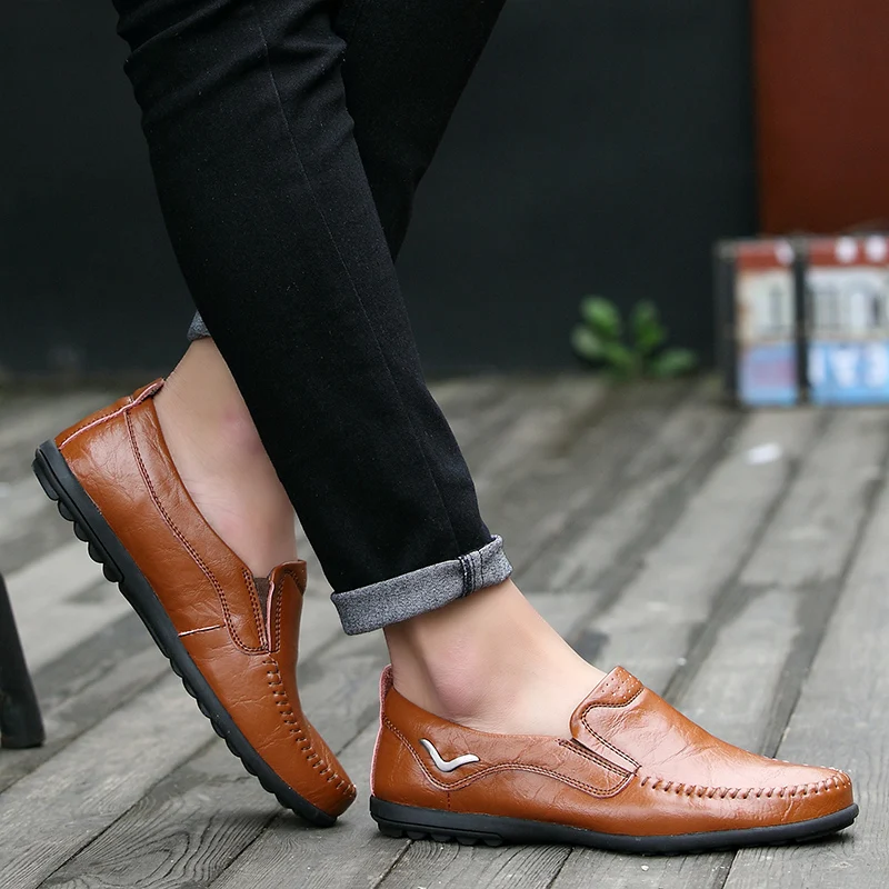 OZERSK/брендовая модная мягкая обувь на все сезоны Мужские лоферы Кожаная высокого