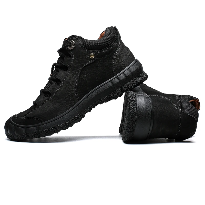 Мужские новые кожаные ботинки Зимняя теплая обувь из воловьей кожи Мягкая для