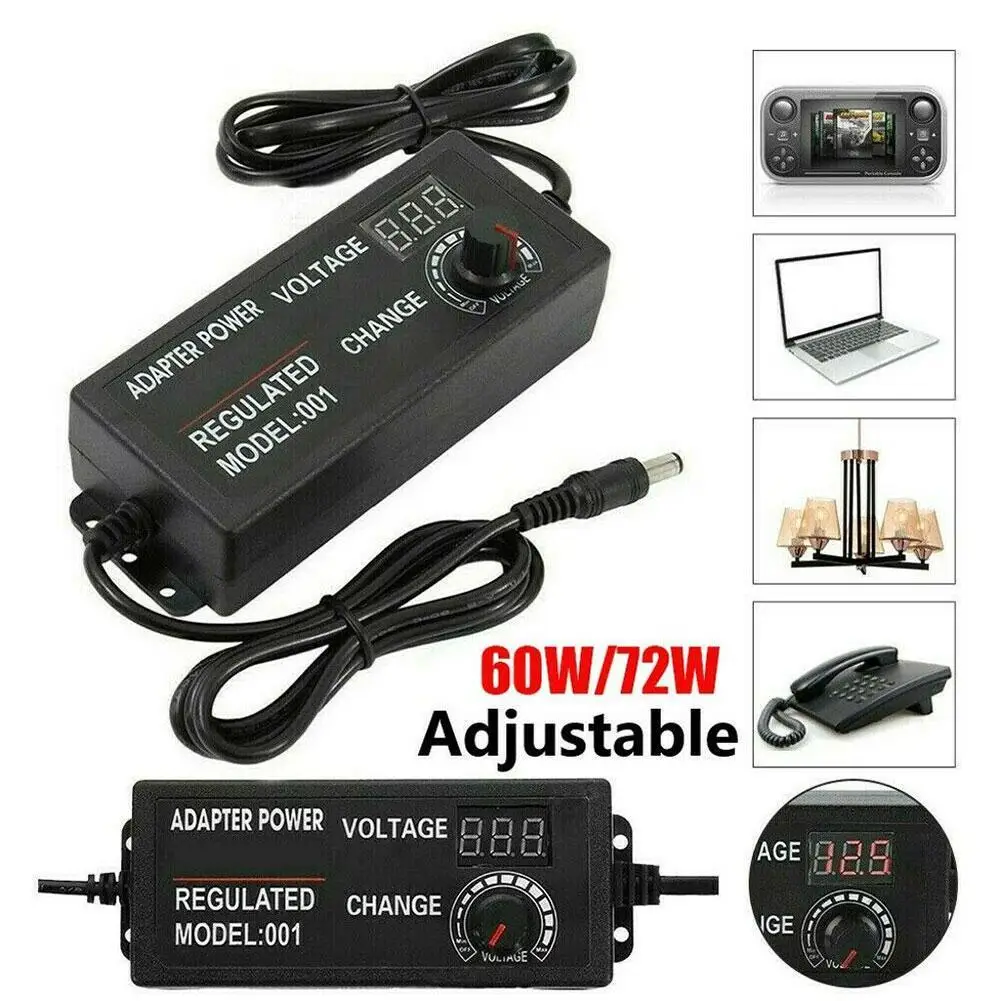 60w адаптер Напряжение Регулируемый AC 100 220V DC/DC 3V 12V питания Светильник полосы 3A
