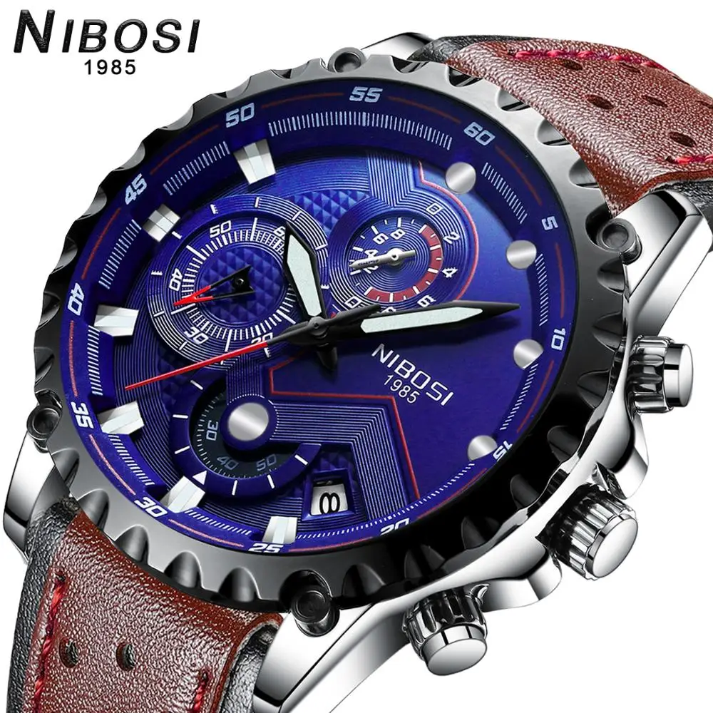 Мужские Роскошные Кварцевые синие часы NIBOSI новинка 2020 модные деловые мужские