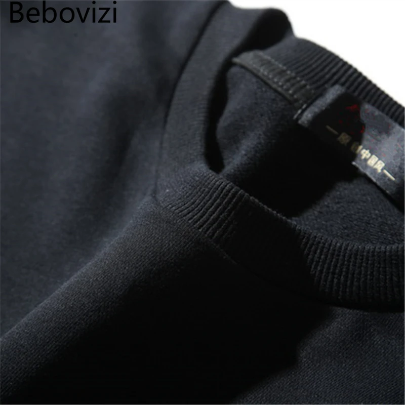 

Bebovizi 2020 Mens Streetwear Chinese Dragon Embroidery Hip Hop Hoodie Pullover Cotton Casual Japanese Style Hooded Hoodie Black