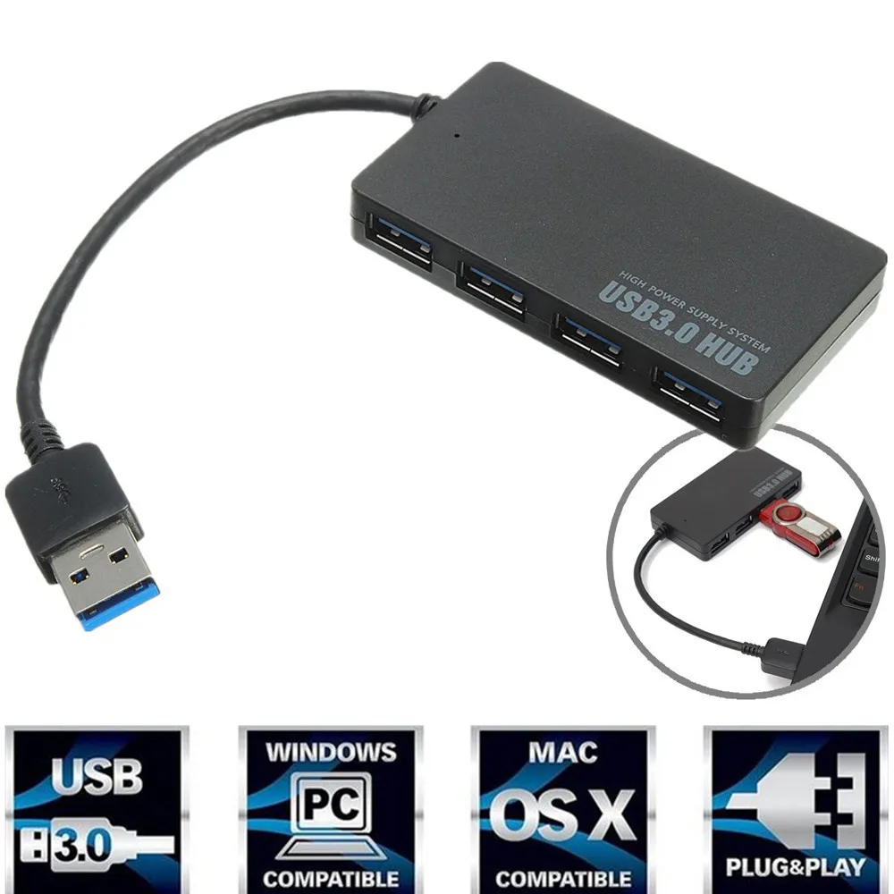 Высокая Скорость 4 Порты и разъёмы s USB 3 0 концентратор с Питание USB2.0 разветвитель