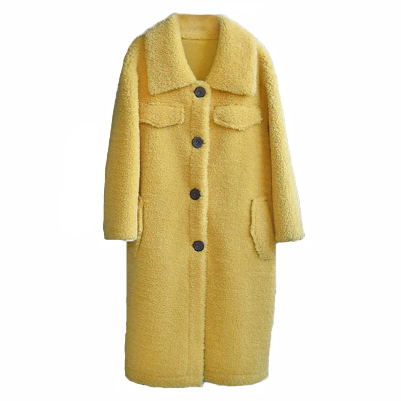 Женская куртка из овечьей шерсти длинное пальто верхняя одежда для улицы зима |