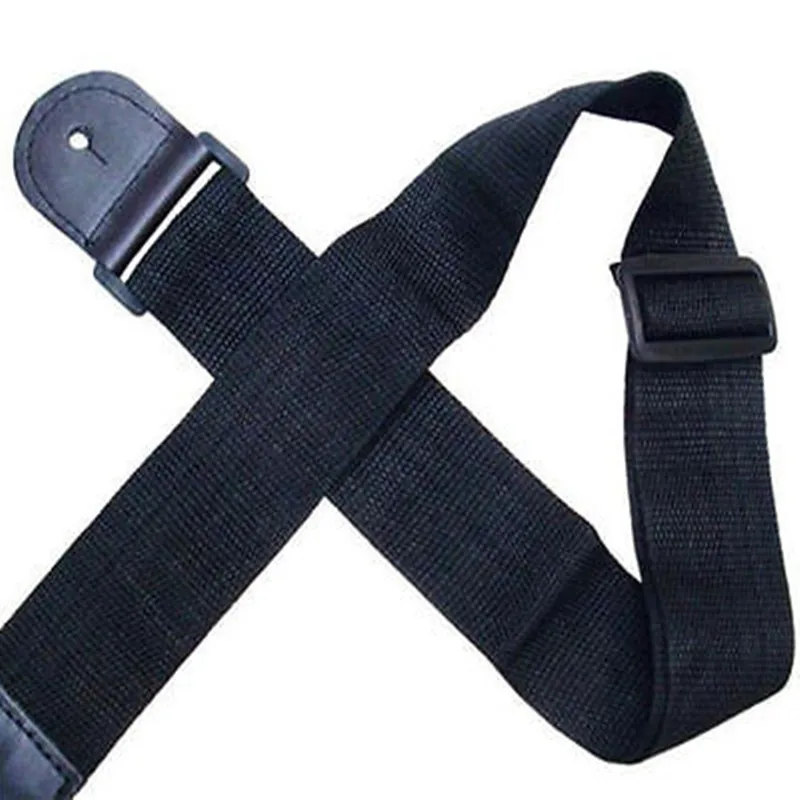 

Hot Sale Leather + Nylon Black Useful Folk Guitar Straps Adjustable 75-120cm Electric Acoustic Bass Guitar Strap