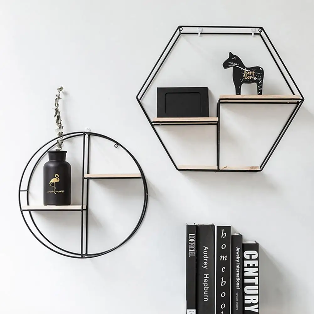 Металлическая деревянная стойка для хранения настенная подвесная полка книг