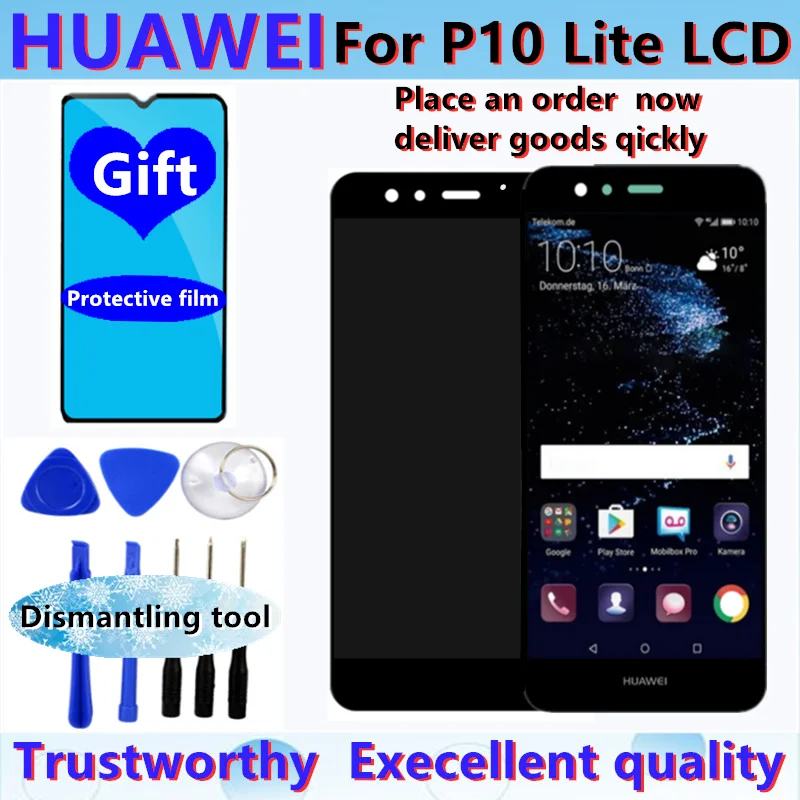 Оригинальный ЖК дисплей 5 2 дюйма с рамкой для HUAWEI P10 Lite экран искусственная