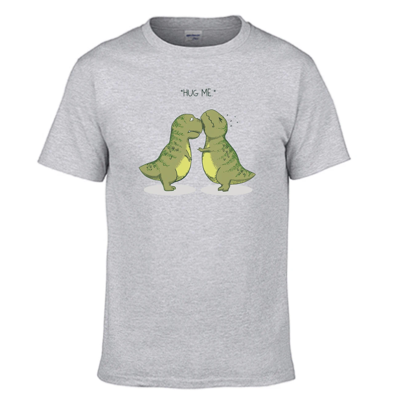 Забавная Мужская футболка с динозавром и надписью Hug Me футболки принтом 2019 летняя