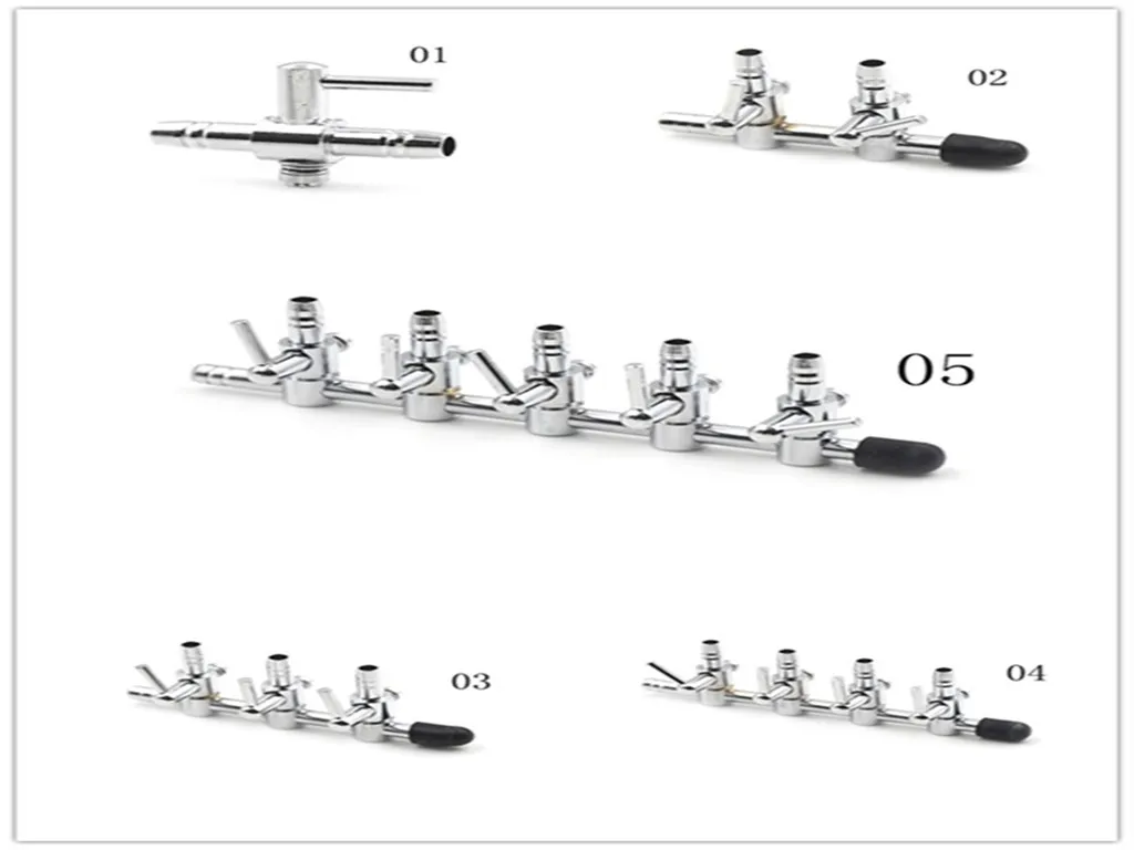 

1 2 3 4 5 Way Stainless Steel Aquarium Tank Air Pump Air Flow Splitter Control Valve Switch Valve Air Flow Tube Pipe Line