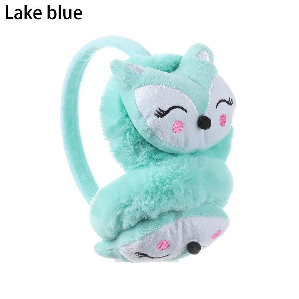 Fox-lake blue Зимние наушники для ушей, теплые милые Детские утепленные плюшевые наушники с единорогом, новинка, высокое качество, покрытие для ушей, теплые аксессуары, подарки для детей - Цвет: Fox-lake blue