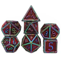 2021 new style dnd metal dice rpg mtg include pouch a variety of colors 7 pcs set d4 d6 d8 d10 d12 d20 table games dados dices