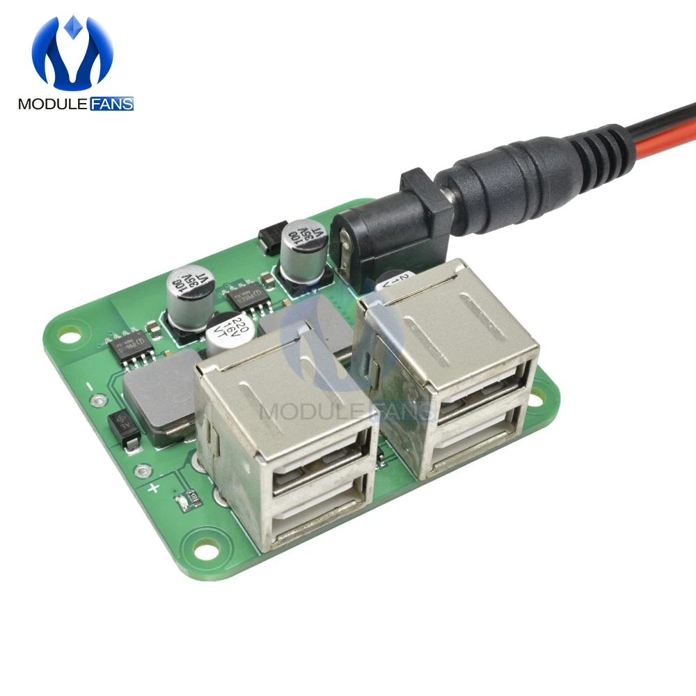 DC 12 В 19 в 24 В до 5 В 6A модуль 4 четыре USB мобильное Автомобильное Зарядное устройство блок питания Шаг вниз Diy комплект электронный модуль платы блока программного управления - Цвет: Зеленый