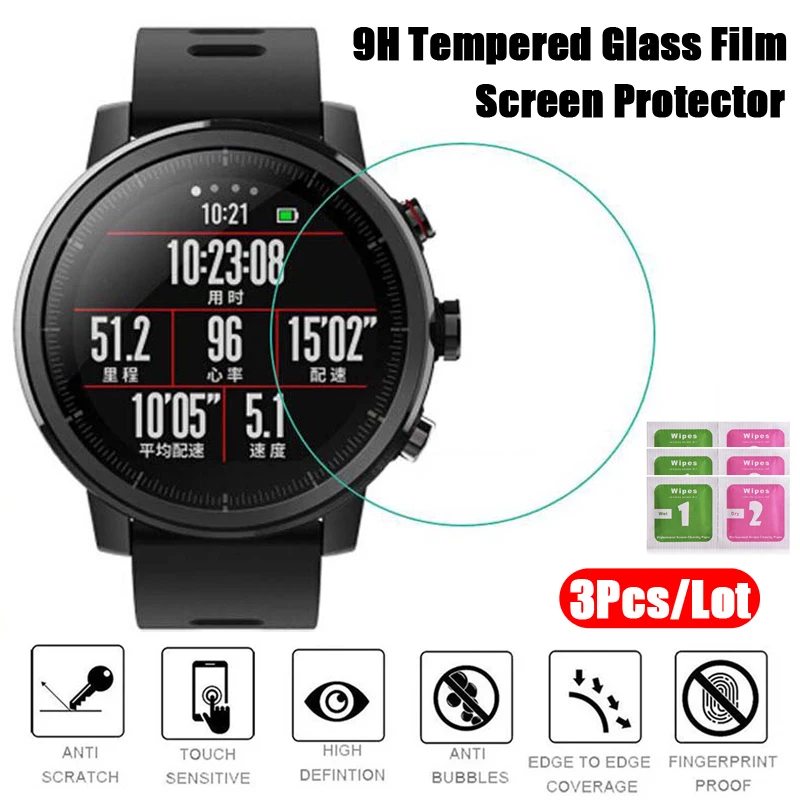 

9H Ultra HD Tempered Glass Screen Protector For Xiaomi Huami Amazfit GTR Pace Verge Ares Stratos 3 Accessories For Amazfit T-Rex