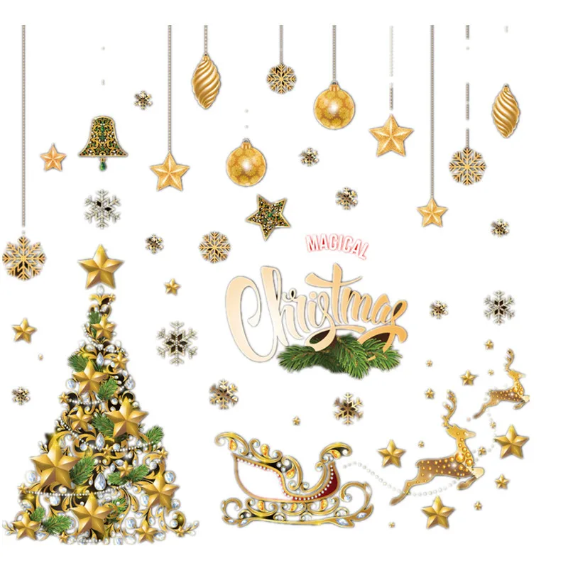 

Wholesale New Christmas Color Static Stickers Removable No Adhesive Sticker Snowflake Window Sticker Shop Home Decoration