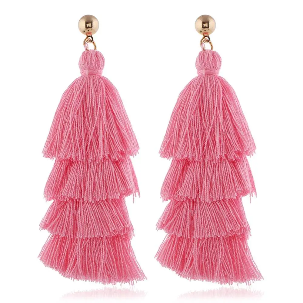 Boho Длинные висячие серьги с бахромой винтажные этнические массивные