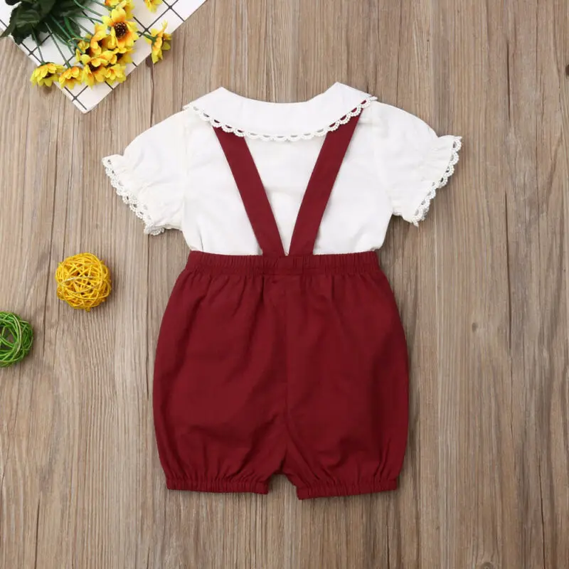 2 предмета Одежда для новорожденных девочек блузка с короткими рукавами белый