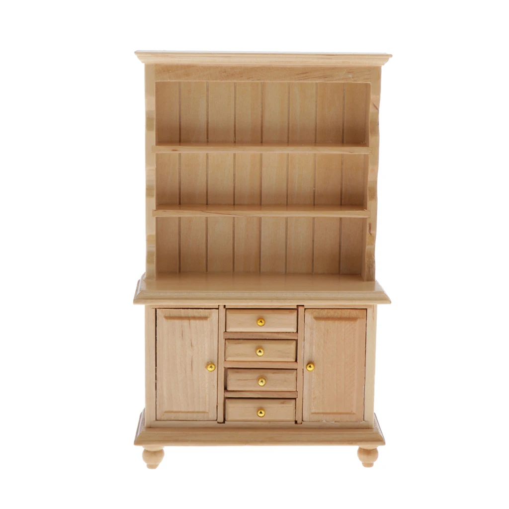 Wood Color 1/12 деревянный шкаф книжная полка для куклы для дома гостиной Декор Мебель, европейский стиль, рукоделие коллекционные изделия - Цвет: Wood Color