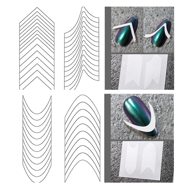

DIY Line Tips Nail Guides Stickers Edge Sticker Nail Stencil Nail Art Decals Peel Off Manicure White French Style Decoration