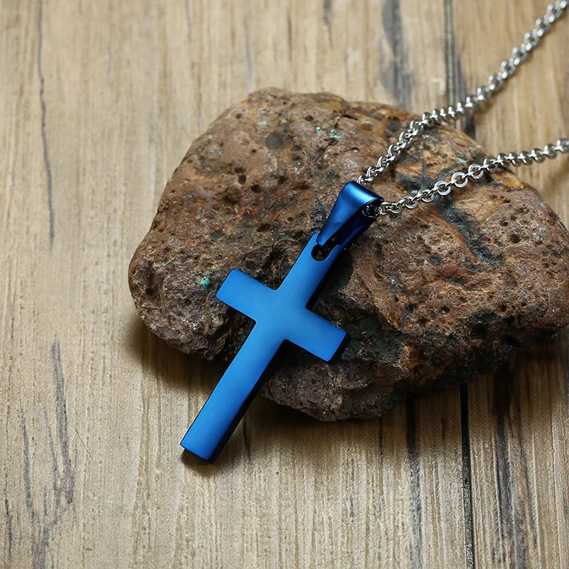 Классическое мужское ожерелье из нержавеющей стали черного и синего цвета |