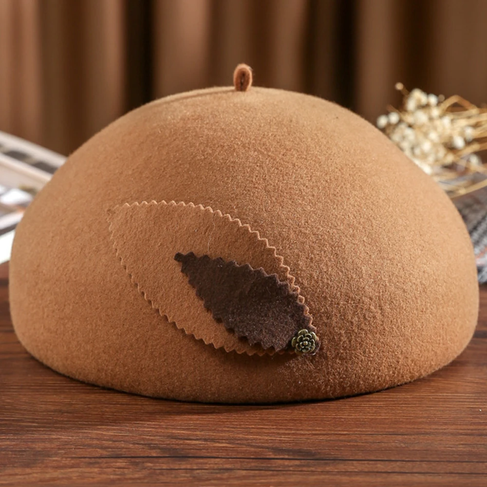 Женская фетровая шляпа FS осенне-зимняя шляпа-купол с листьями | Аксессуары для
