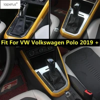for vw volkswagen polo 2019 2020 2021 2022 stalls gear shift panel decor cover kit trim car stainless steel interior accessories